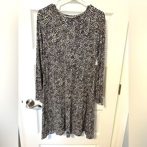 Old Navy Women’s Leopard Print Long Sleeve Swing Dress Flare Size Small Tall